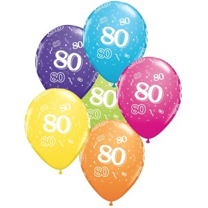 Age 80 Multicoloured Latex Balloons (6 Pack)