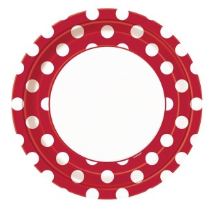 Red & White Polka Dot 9" Plates (8 Pack)
